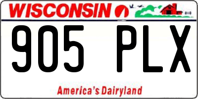 WI license plate 905PLX