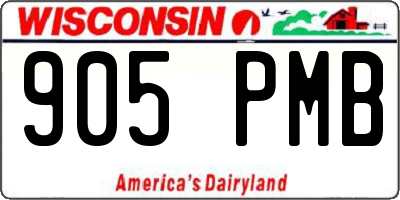 WI license plate 905PMB