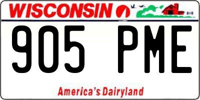 WI license plate 905PME