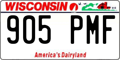 WI license plate 905PMF