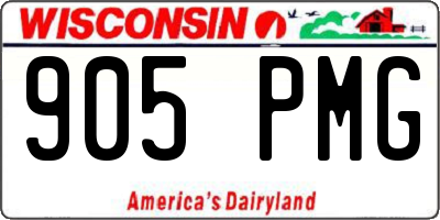 WI license plate 905PMG