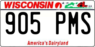 WI license plate 905PMS