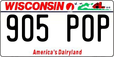 WI license plate 905POP