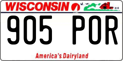 WI license plate 905POR
