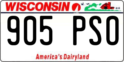 WI license plate 905PSO