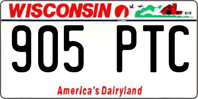 WI license plate 905PTC