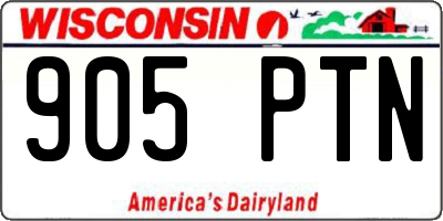 WI license plate 905PTN