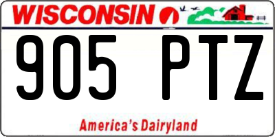 WI license plate 905PTZ