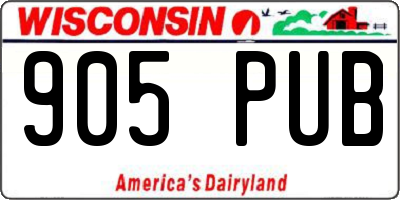 WI license plate 905PUB