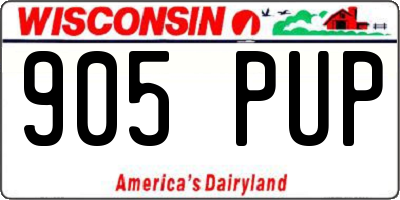 WI license plate 905PUP