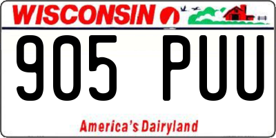 WI license plate 905PUU