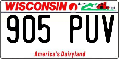 WI license plate 905PUV