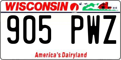 WI license plate 905PWZ