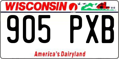 WI license plate 905PXB