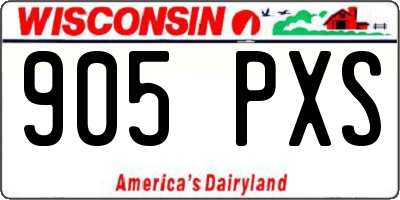 WI license plate 905PXS