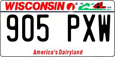 WI license plate 905PXW