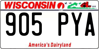 WI license plate 905PYA