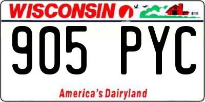 WI license plate 905PYC