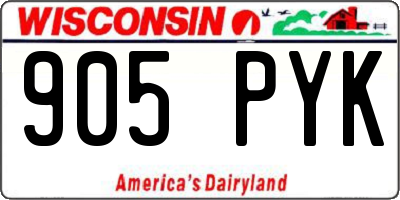 WI license plate 905PYK