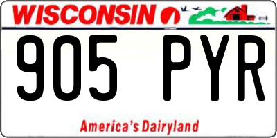 WI license plate 905PYR