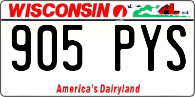 WI license plate 905PYS