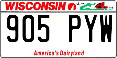 WI license plate 905PYW