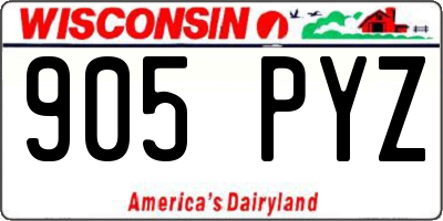WI license plate 905PYZ