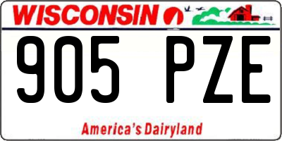 WI license plate 905PZE