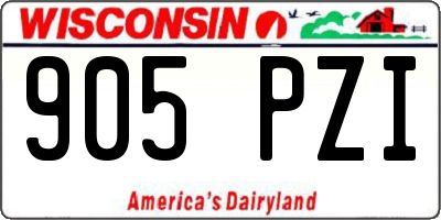 WI license plate 905PZI