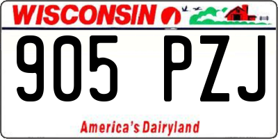 WI license plate 905PZJ