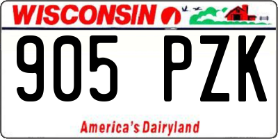 WI license plate 905PZK
