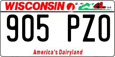 WI license plate 905PZO