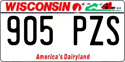 WI license plate 905PZS
