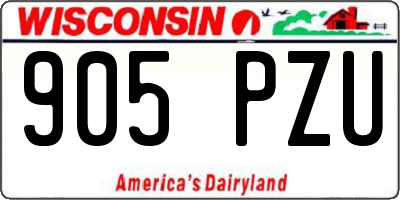 WI license plate 905PZU