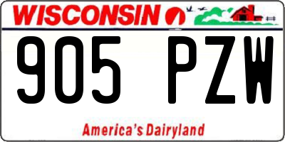 WI license plate 905PZW