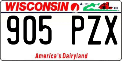 WI license plate 905PZX