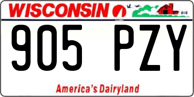 WI license plate 905PZY