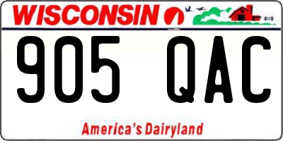 WI license plate 905QAC