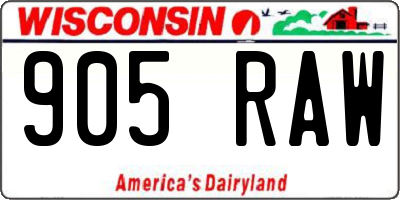 WI license plate 905RAW