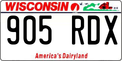 WI license plate 905RDX