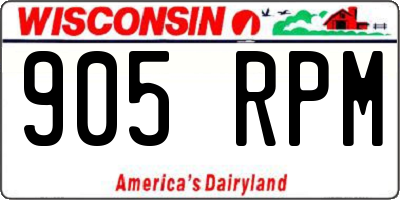 WI license plate 905RPM