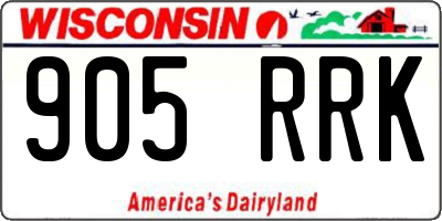 WI license plate 905RRK