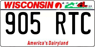 WI license plate 905RTC