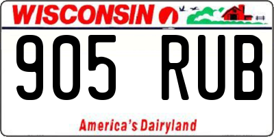 WI license plate 905RUB
