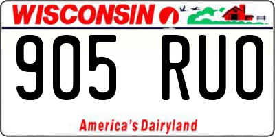 WI license plate 905RUO