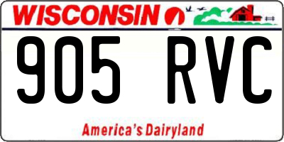 WI license plate 905RVC