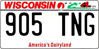 WI license plate 905TNG