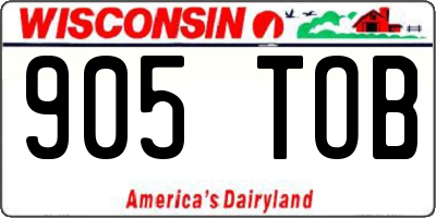 WI license plate 905TOB