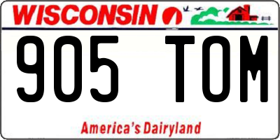 WI license plate 905TOM