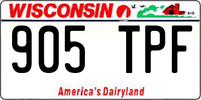 WI license plate 905TPF